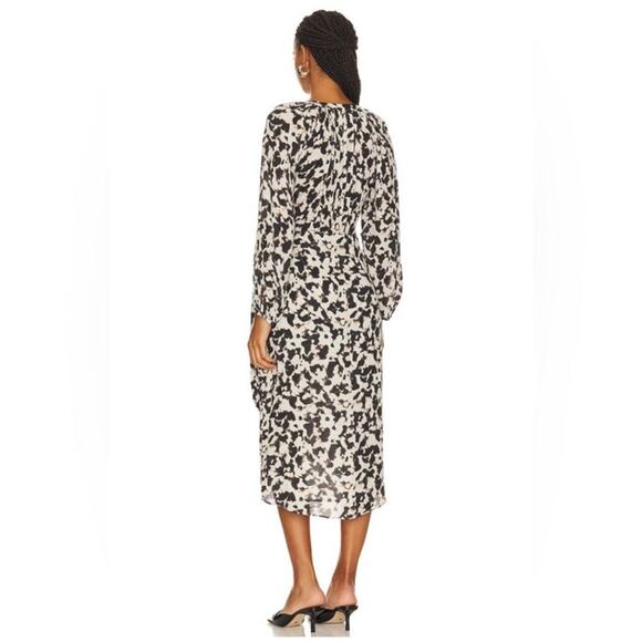 Rails Tyra Blurred Cheetah V Neck Faux Wrap Tie Side Midi Dress Size XS - Picture 9 of 14